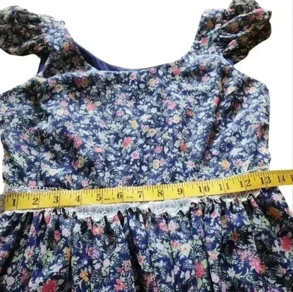 BG BCBGeneration Dress Mini Navy Floral Print Lace Coquette Y2K Women's size 6 - Picture 13 of 15